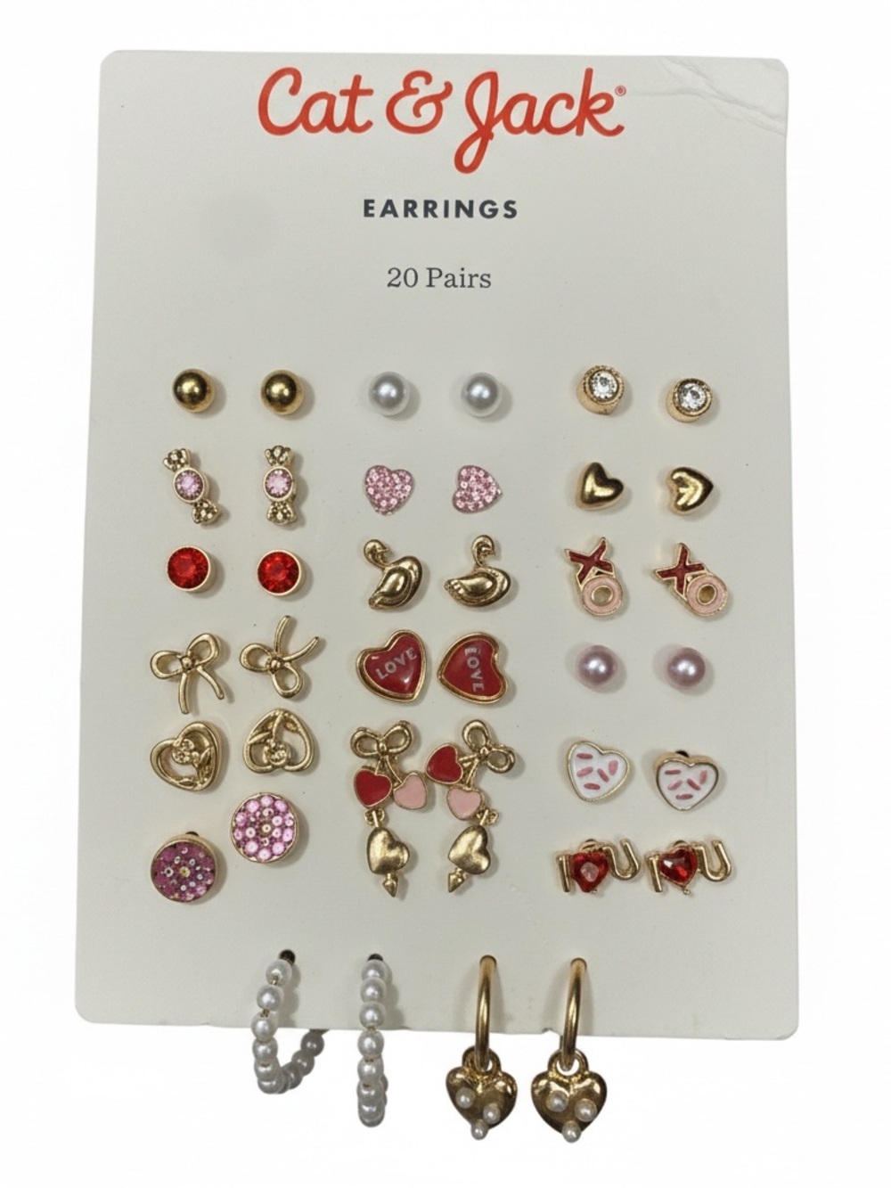 Cat & Jack Gold and Pink 20-Pair Girls' Earring Set